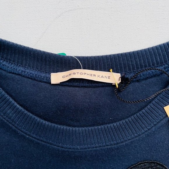 Christopher Kane Blue Black Leather Sweatshirt ( M ) - Picture 6 of 7